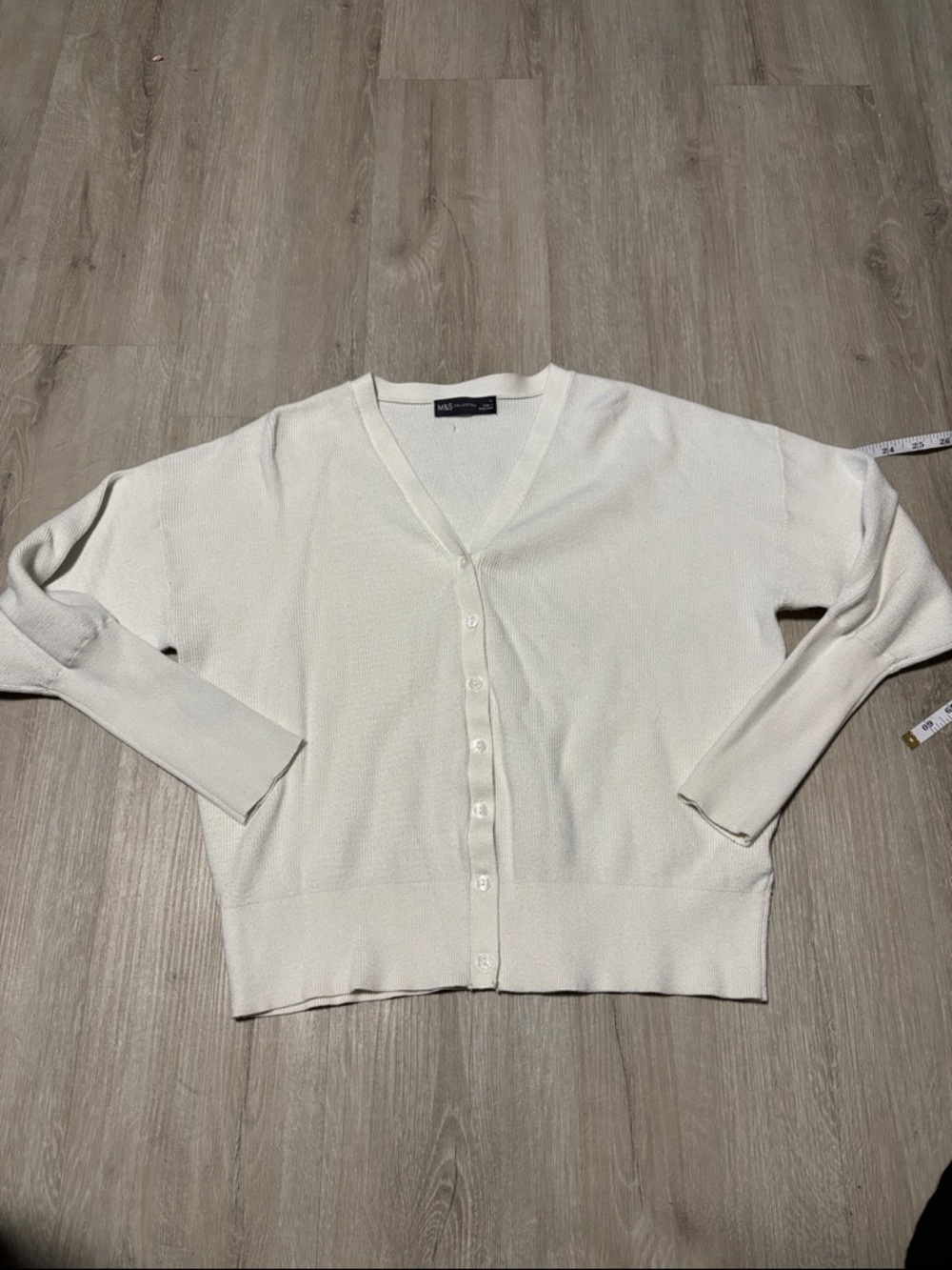 M&S Cream V-Neck Button Cardigan
